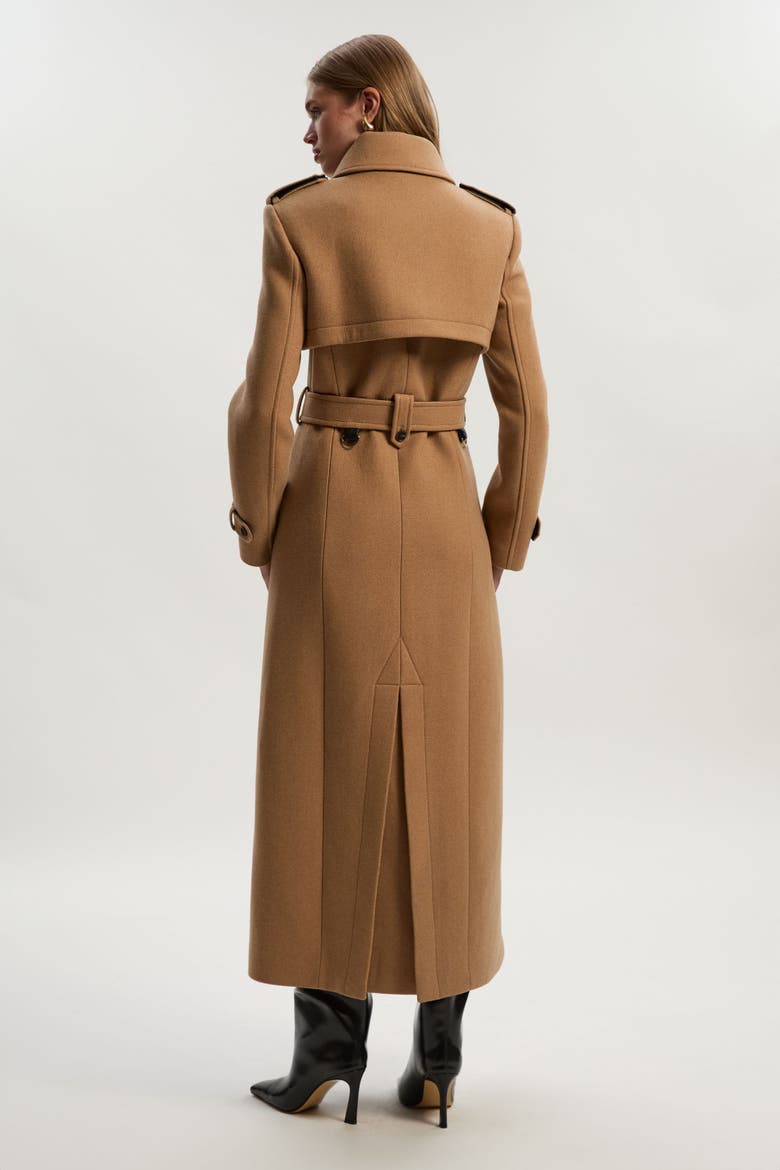 Wool Mix Belted Trench Maxi Coat, Alternate, color, Camel