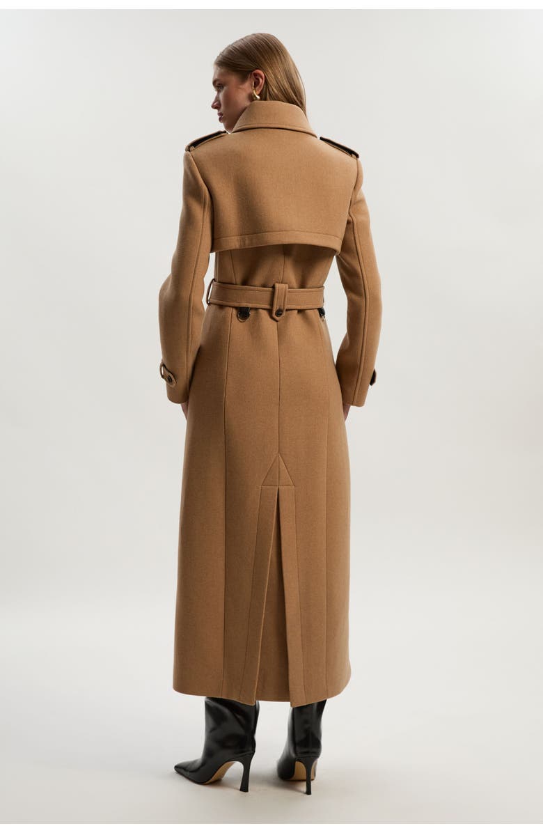 Karen Millen Wool Mix Belted Trench Maxi Coat, Alternate, color, Camel