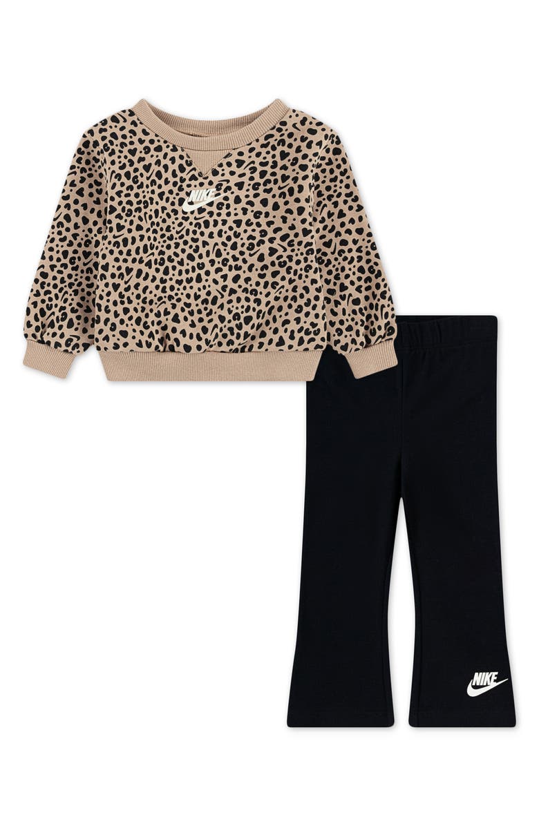 Nike Wild Warmth Fleece Top & Flared Leggings Set, Main, color, Black