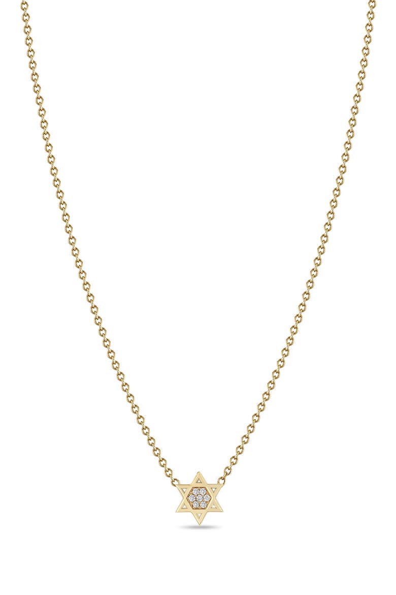 14K Yellow Gold Diamond Star of David Pendant Necklace, Main, color, YELLOW GOLD