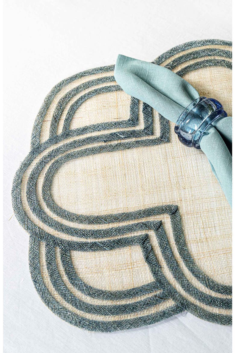 Set of 4 Scallop Stripe Placemats, Alternate, color, CHAMBRAY