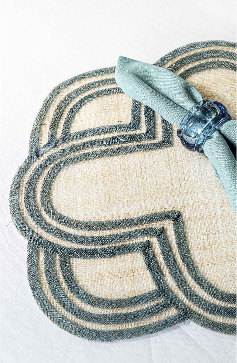 Juliska Set of 4 Scallop Stripe Placemats, Alternate, color, Chambray