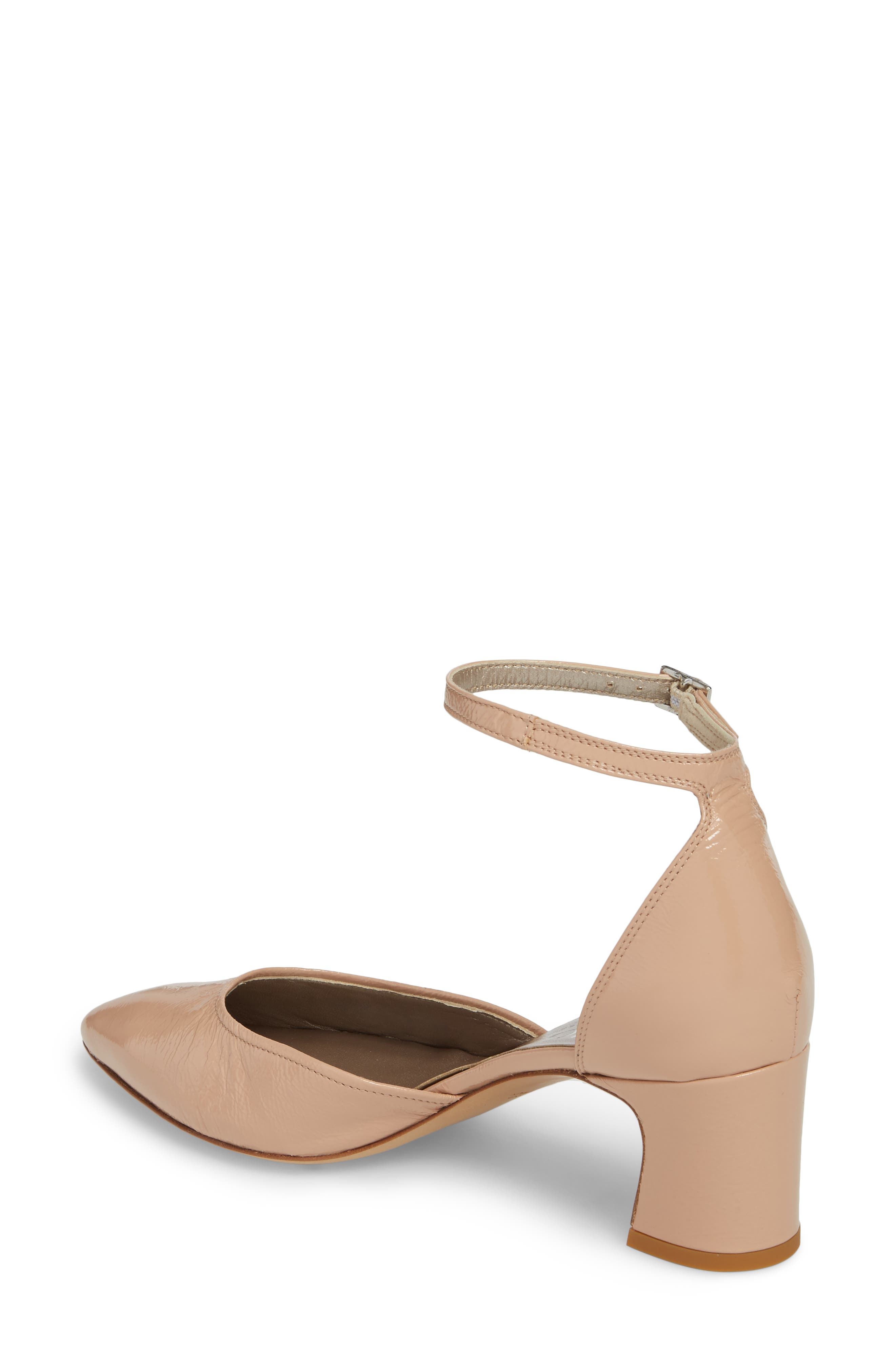d'Orsay Ankle Strap Pump, Alternate, color, NUDE GLAMMY LEATHER