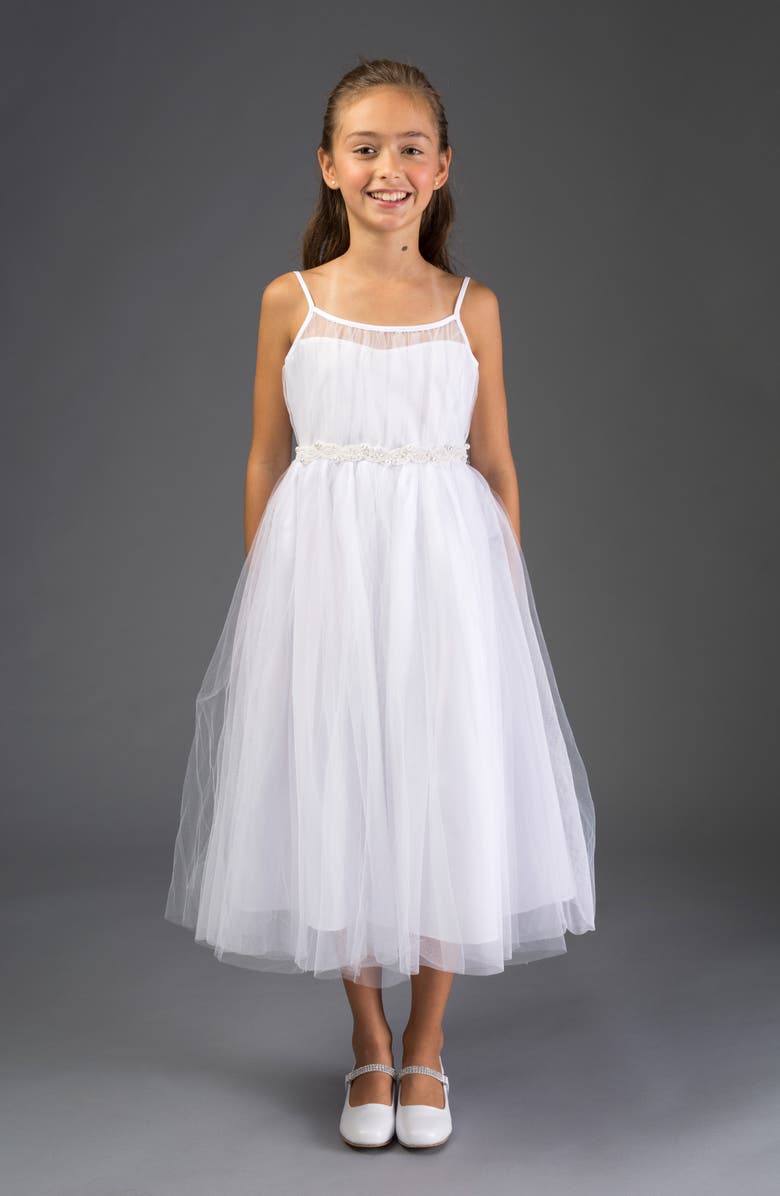 GERSON & GERSON Iris & Ivy Beaded Tulle First Communion Dress & Bolero Jacket Set, Alternate, color, 