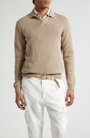 Eleventy Cotton & Silk Polo Sweater