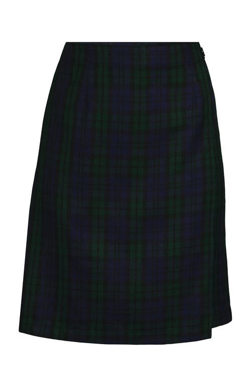 Lands' End School Uniform Plaid A Line Tab Skort Top Of Knee In Black
