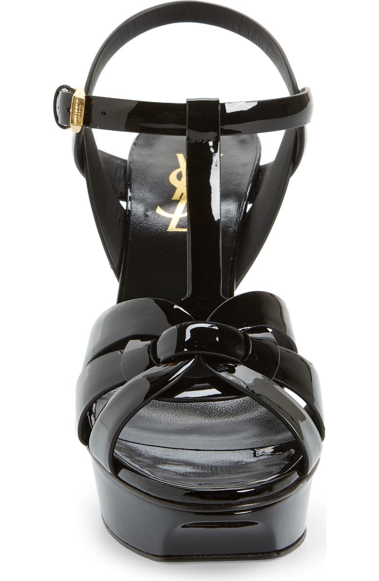 Saint Laurent Tribute T-Strap Platform Sandal, Alternate, color, 1000 Nero