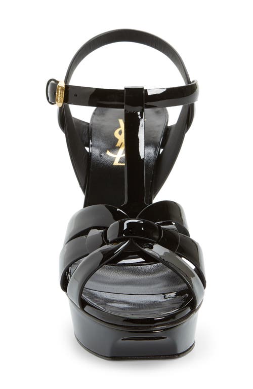 Saint Laurent Tribute Black Sandals With Platform In Patent Leather Woman