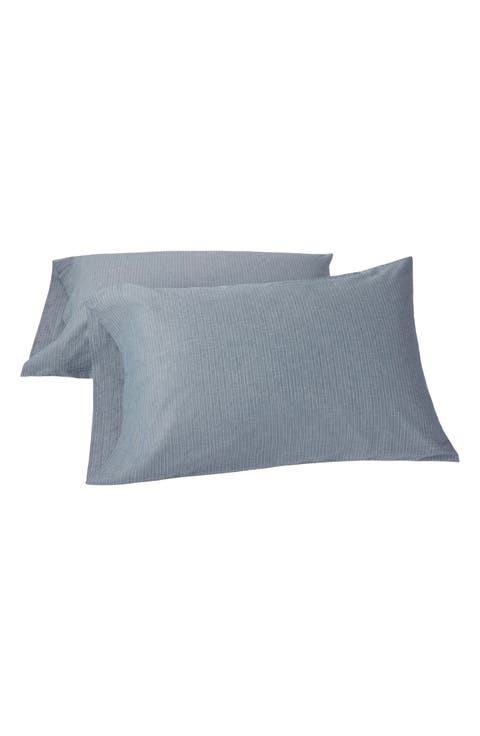 Stripe Crinkled Organic Cotton Percale Pillowcases