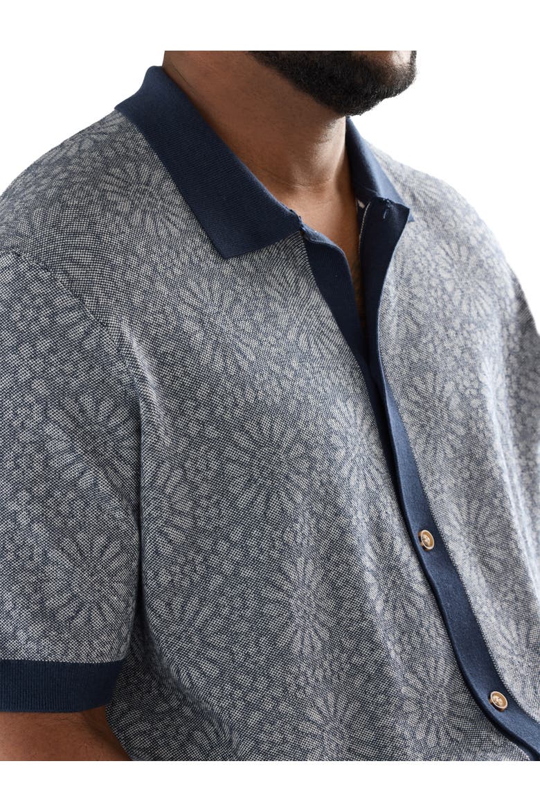Big & Tall Jacquard Button-Front Sweater Polo Shirt, Alternate, color, NAVY SEAS
