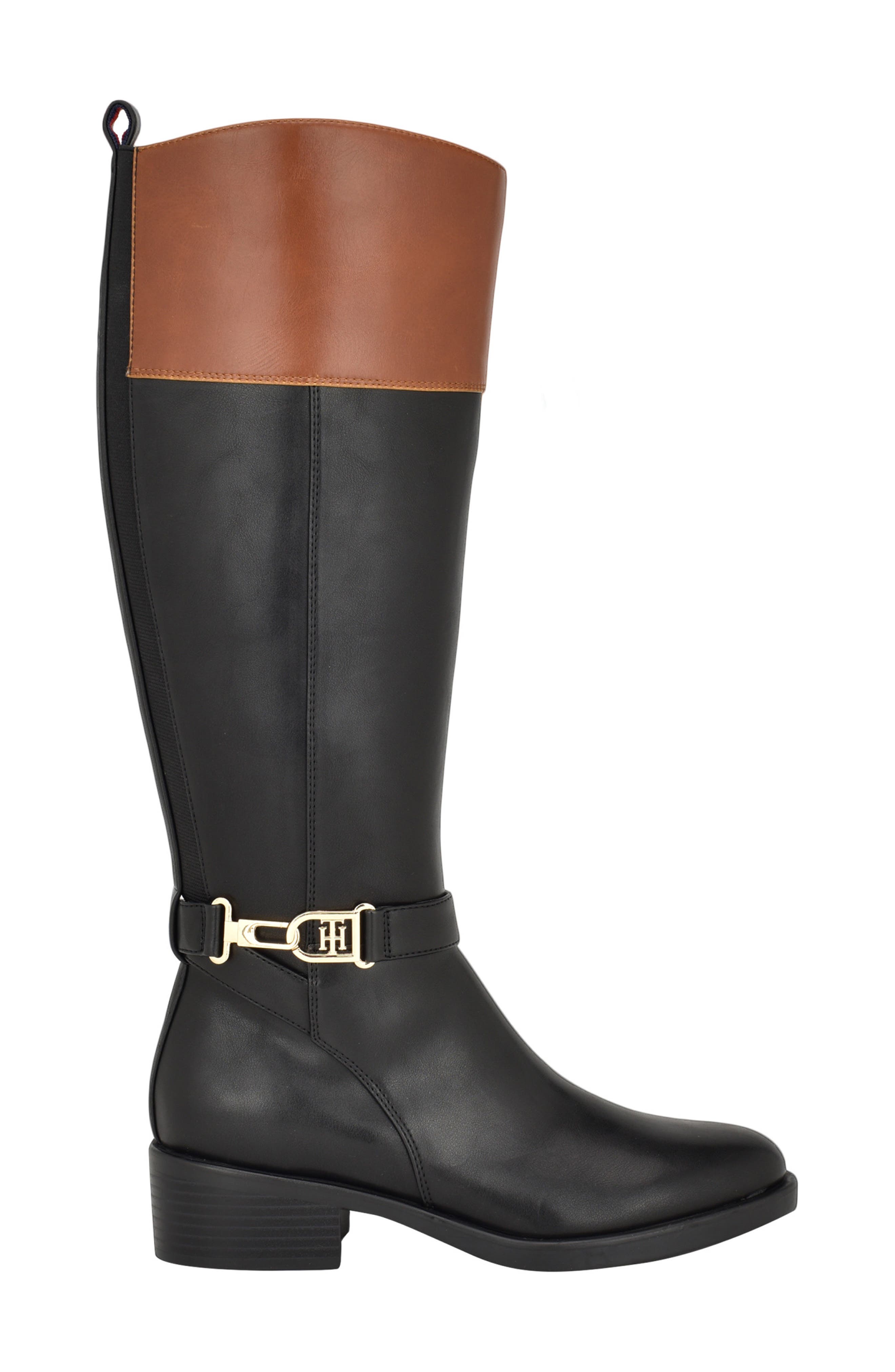 Tommy Hilfiger Ionni Knee High Riding Boot, Alternate, color, Black/ Medium Natural