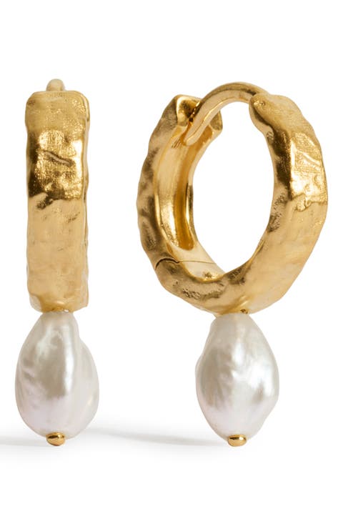 Capri Freshwater Pearl Huggie Hoop Earrings