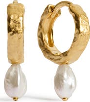 Monica Vinader Capri Freshwater Pearl Huggie Hoop Earrings