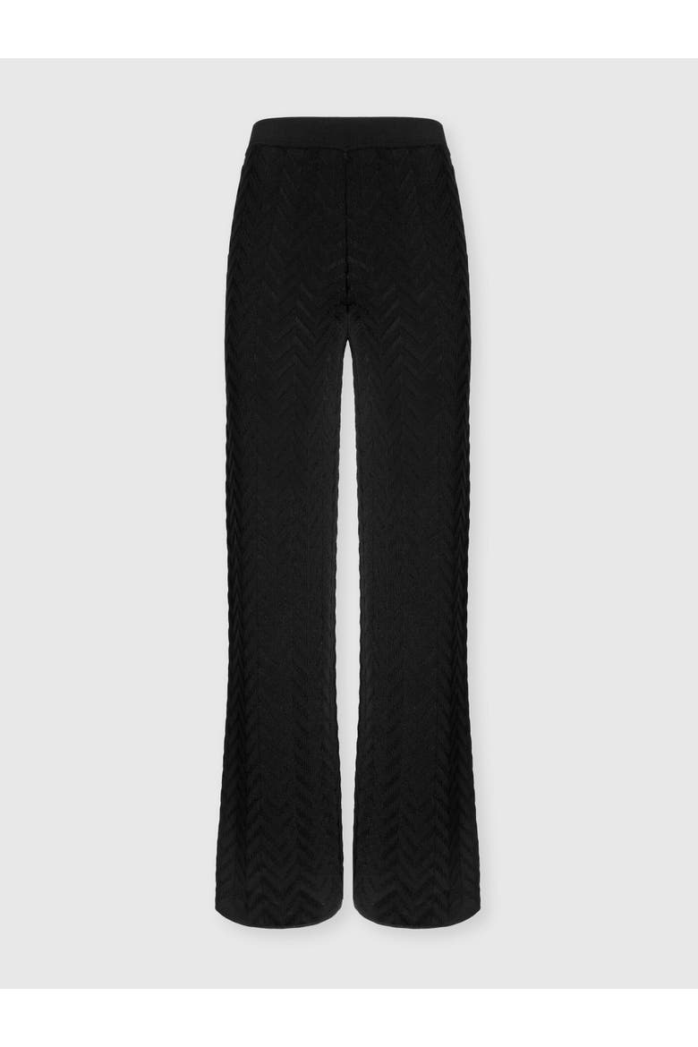 Straight-leg Stretch Trousers In Cotton And Viscose Chevron, Main, color, Black