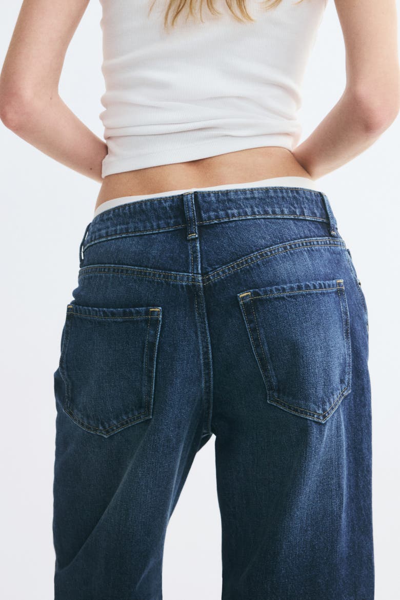Wide-Leg Regular-Waist Jeans, Alternate, color, Dark denim blue