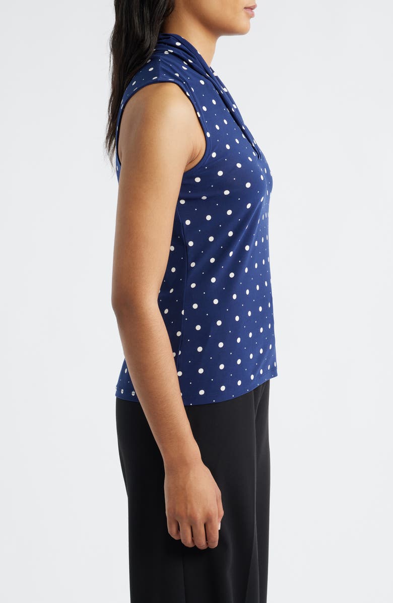 Anne Klein Polka Dot Triple Pleat Sleeveless Top, Alternate, color, 