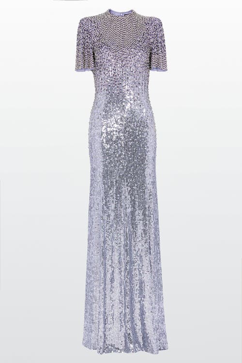 Jenny Packham Jourdain Sequin-embellished Gown In Purple