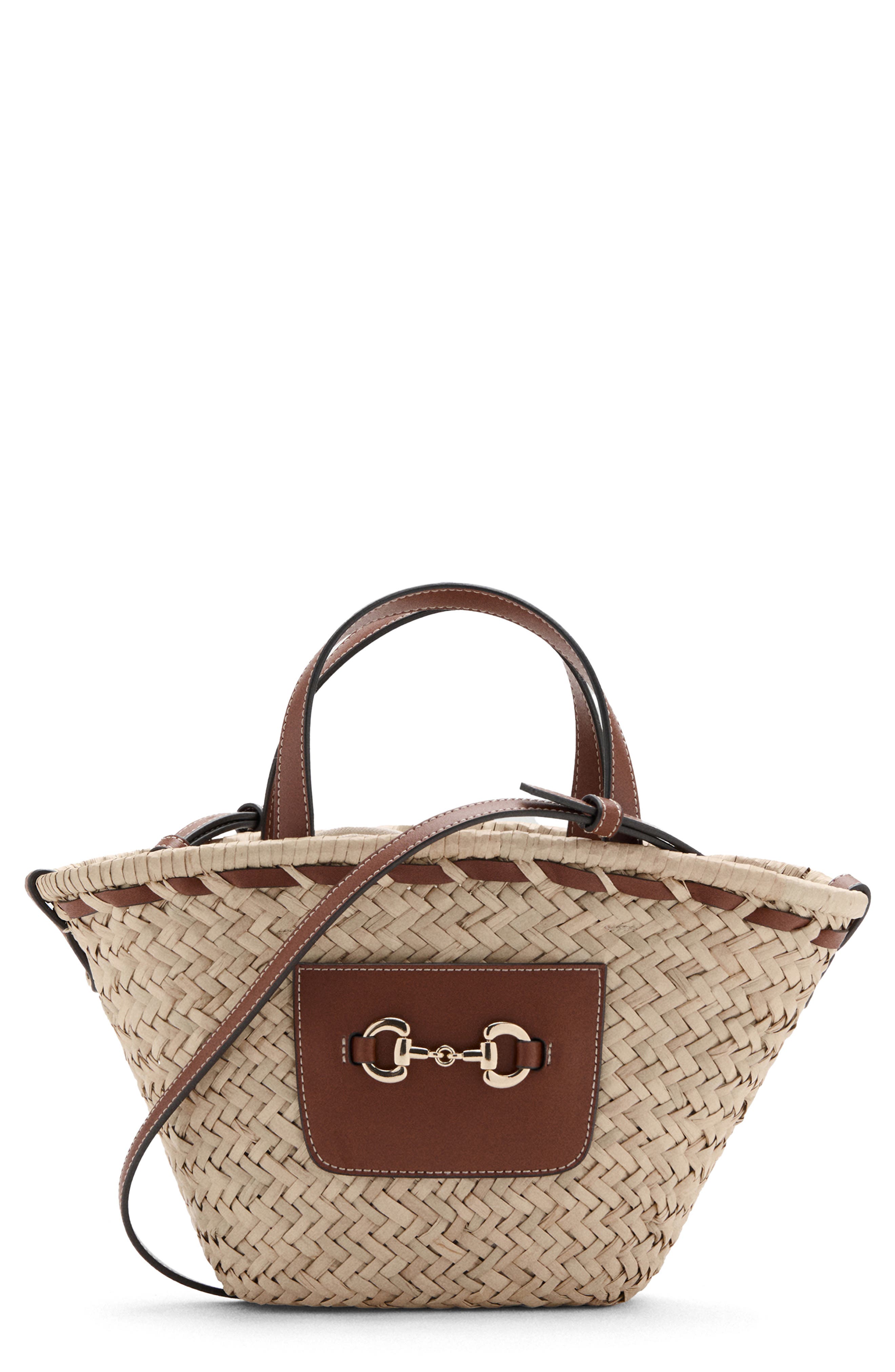 MANGO Small Natural Fiber Top Handle Bag, Main, color, 