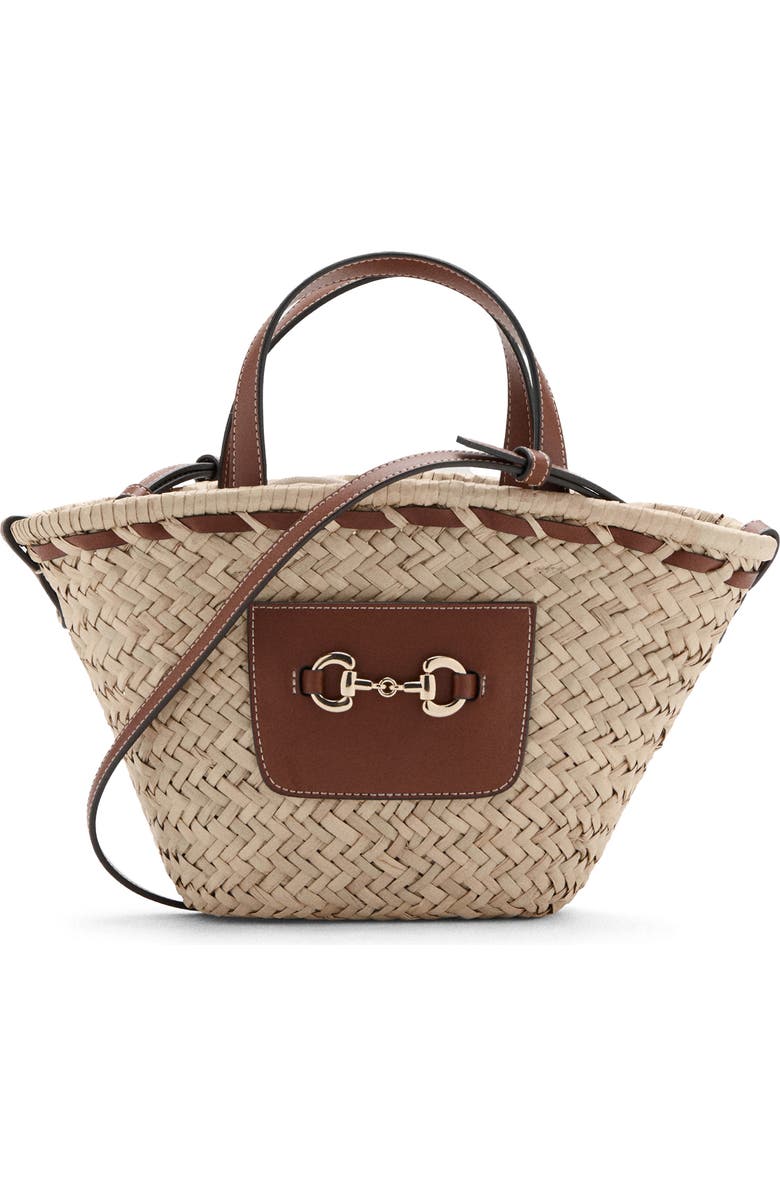 MANGO Small Natural Fiber Top Handle Bag, Main, color,