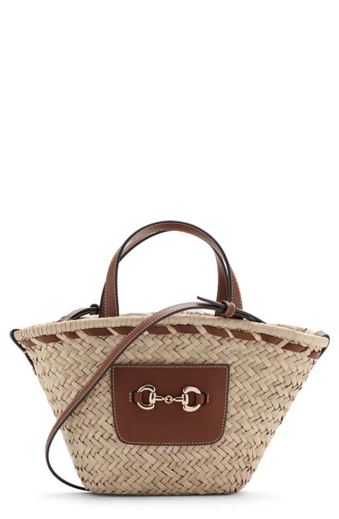 Small Natural Fiber Top Handle Bag