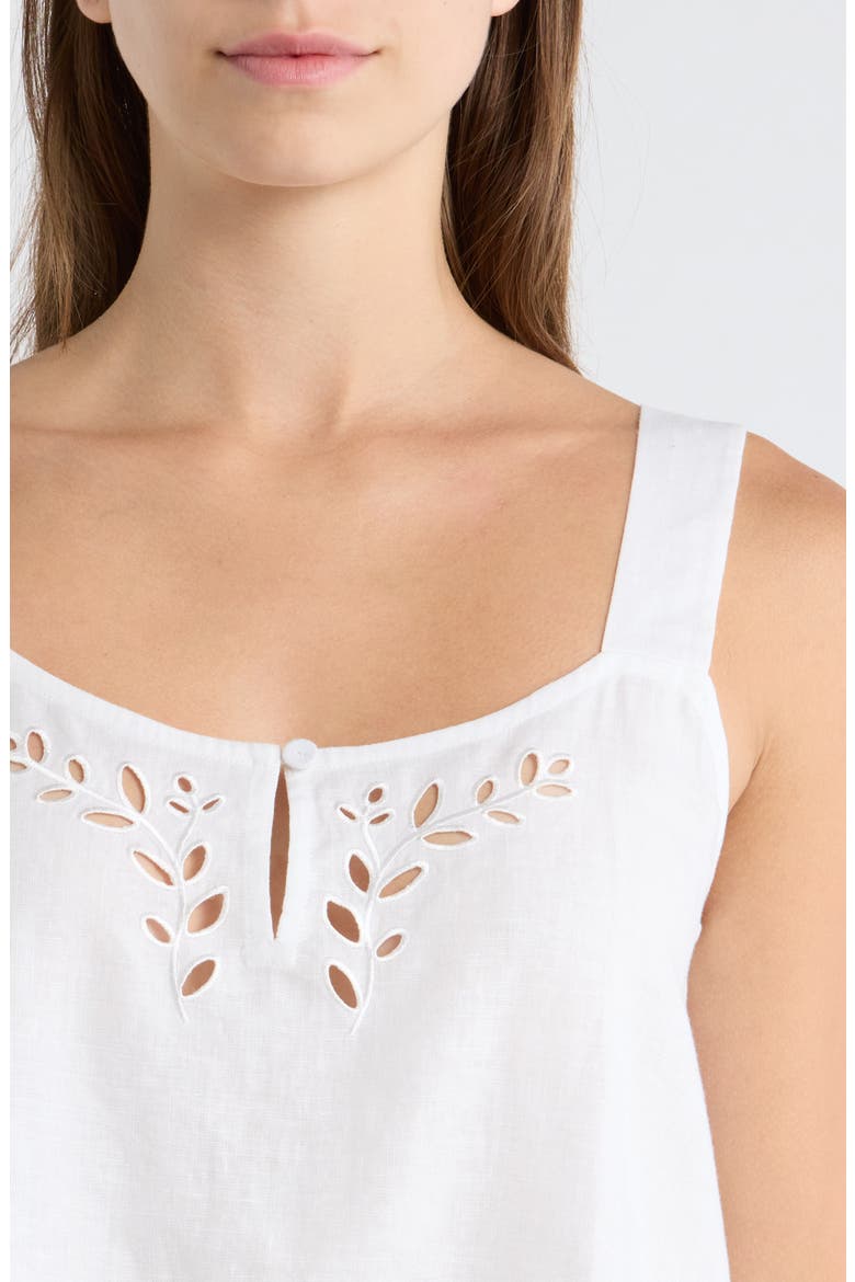 Embroidered Eyelet Linen Tank, Alternate, color, SINCERE WHITE
