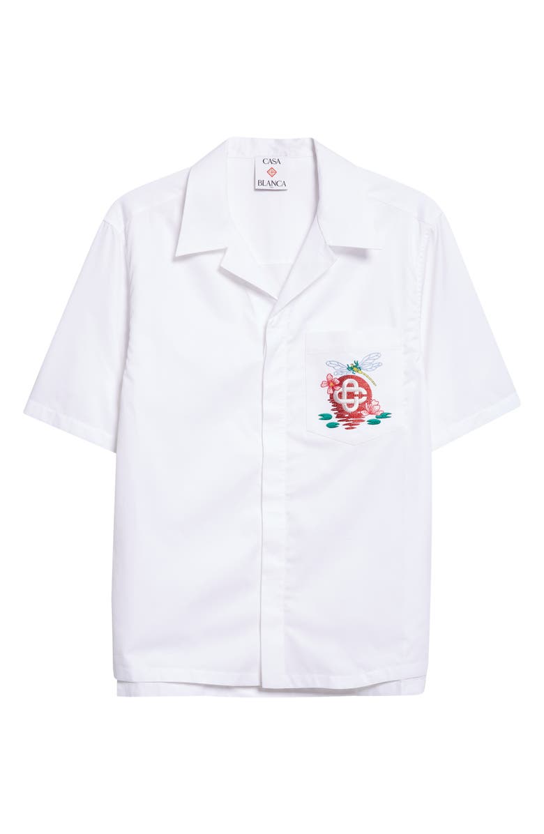 Casablanca Embroidered Cotton Poplin Short Sleeve Button-Up Shirt, Alternate, color, Dragonfly Floral