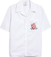 Casablanca Embroidered Cotton Poplin Short Sleeve Button-Up Shirt