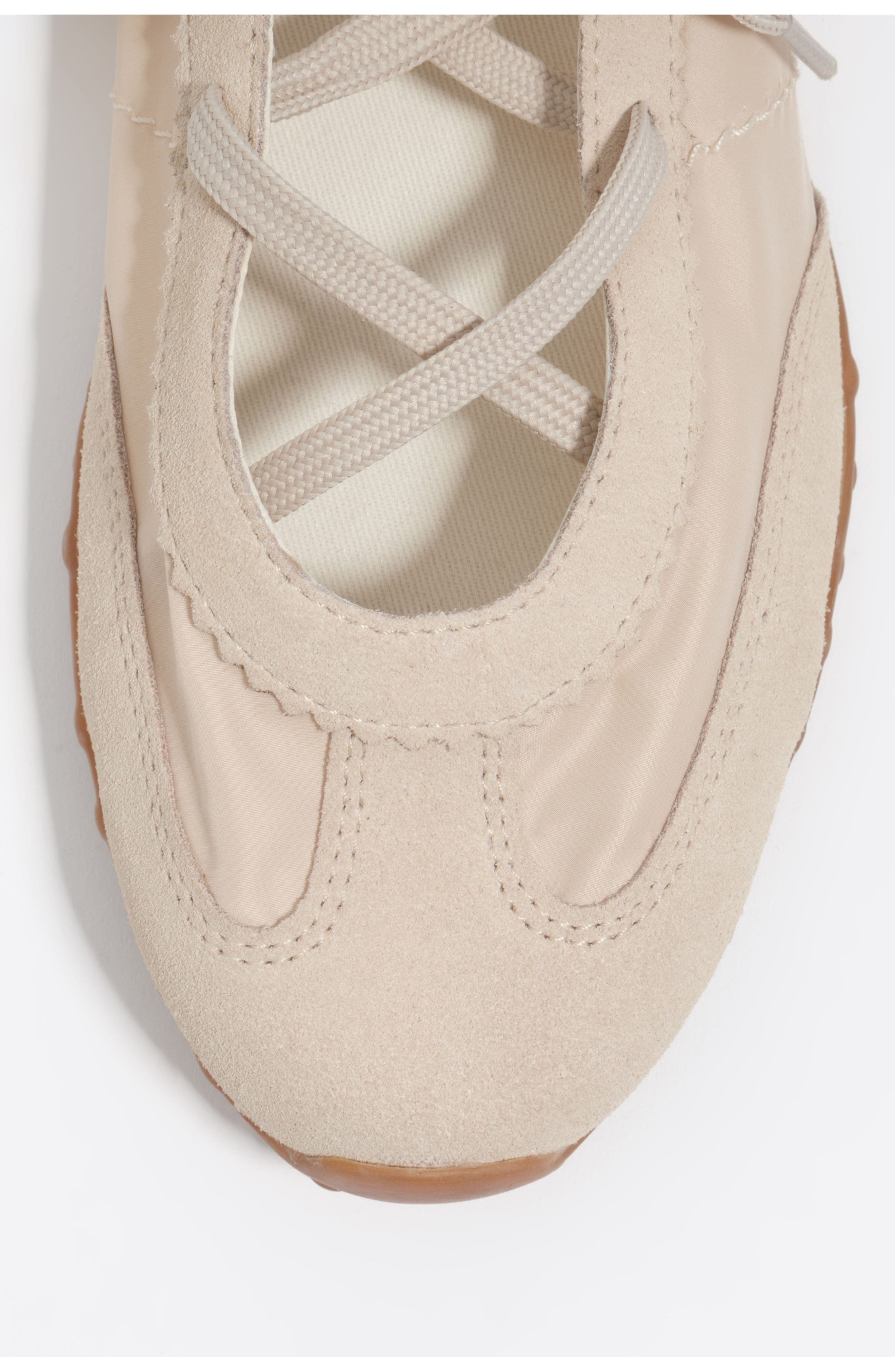 Bimba y Lola Bone-Colored Suede And Nylon 13 10 Sporty Ballerina, Alternate, color, Ivory