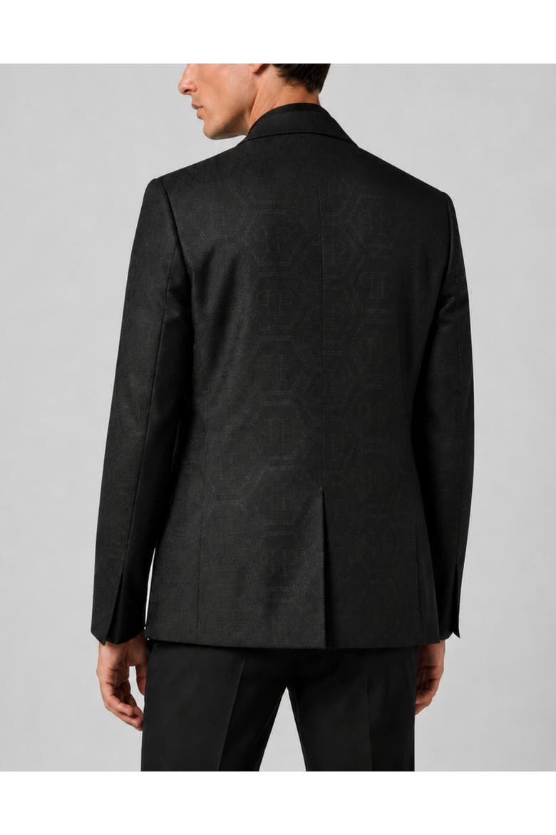 Jacquard Blazer Regular Fit Monogram Men, Alternate, color, black