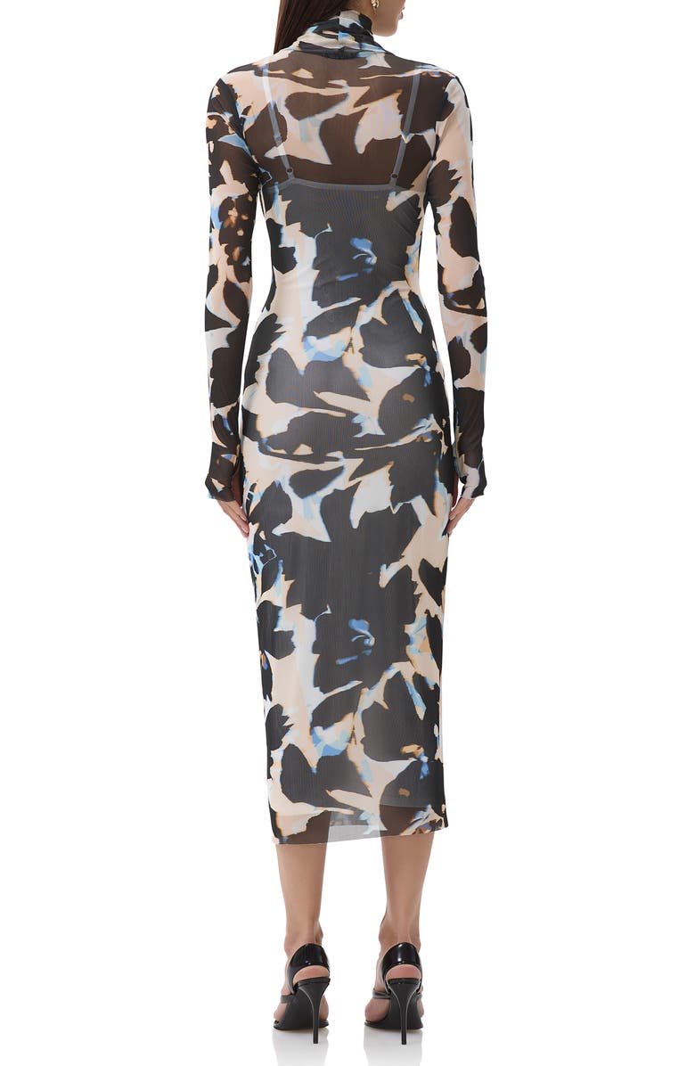 AFRM Shailene Long Sleeve Body-Con Midi Dress, Alternate, color, Shadow Floral
