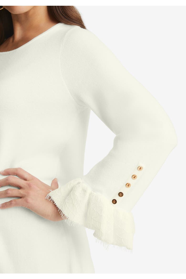 Lace Cuff Pullover, Alternate, color, IVORY