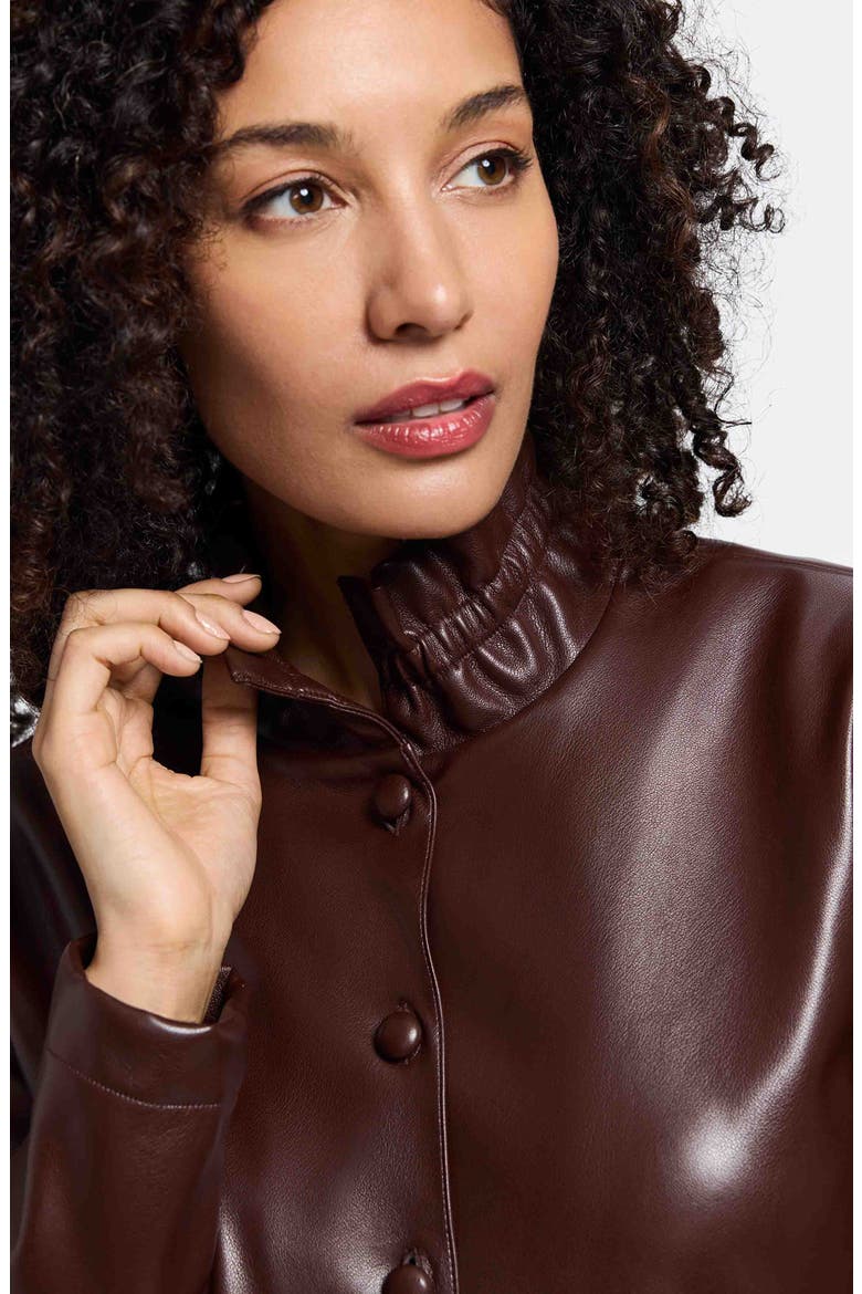 Carolina Faux Leather Button-Up Shirt Jacket, Alternate, color, CHICORY COFFEE