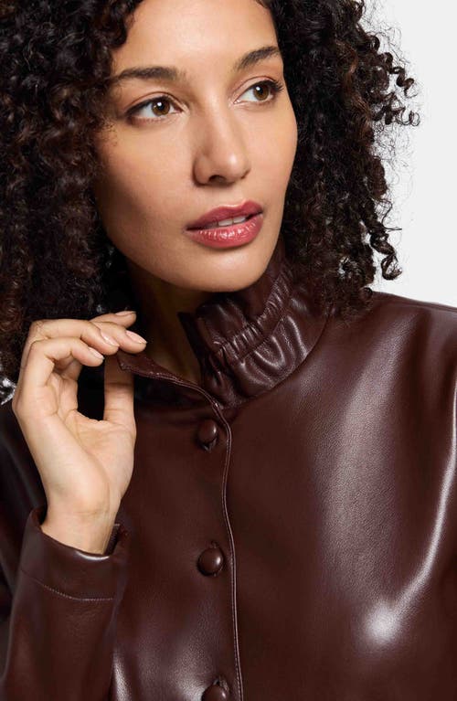 Foxcroft Carolina Faux Leather Button-up Shirt Jacket In Brown