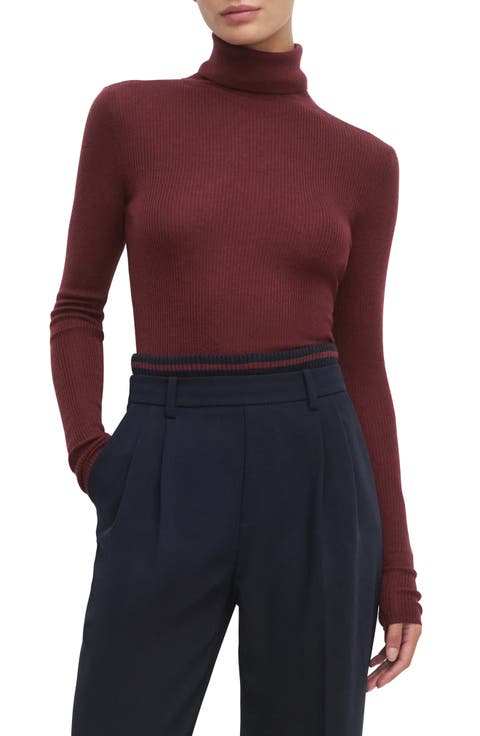Amelia Rib Merino Wool Turtleneck Top