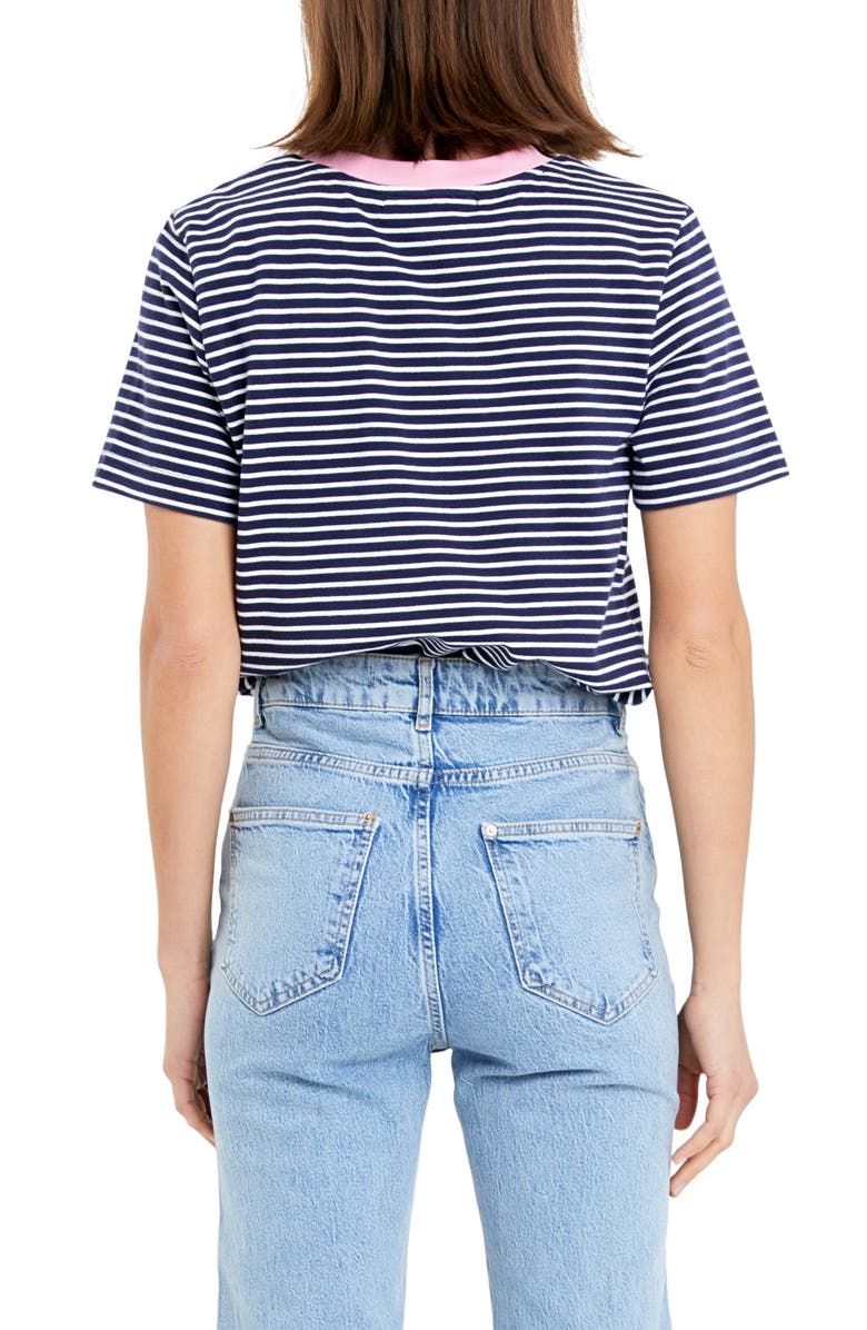 English Factory Stripe Cotton Ringer T-Shirt, Alternate, color,