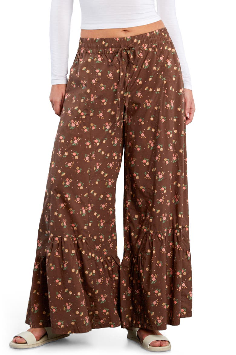 Drawstring Waist Tiered Pants, Main, color, VINTAGE FLORAL