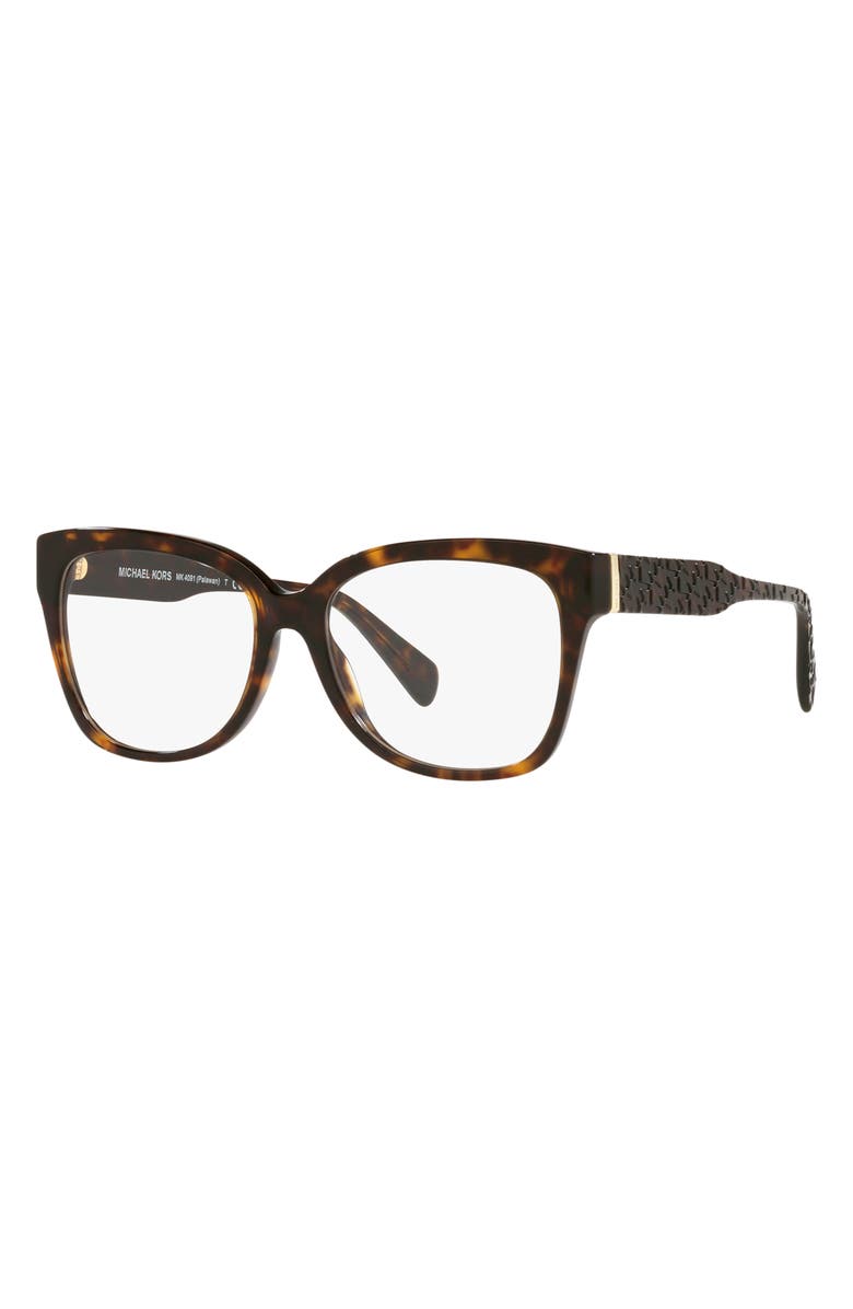 Michael Kors Palawan 54mm Square Optical Glasses, Alternate, color, Dk Tort