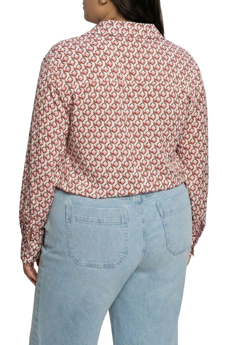 Lover Print Tie Hem Crop Sateen Shirt, Alternate, color, PETAL GRID PINK