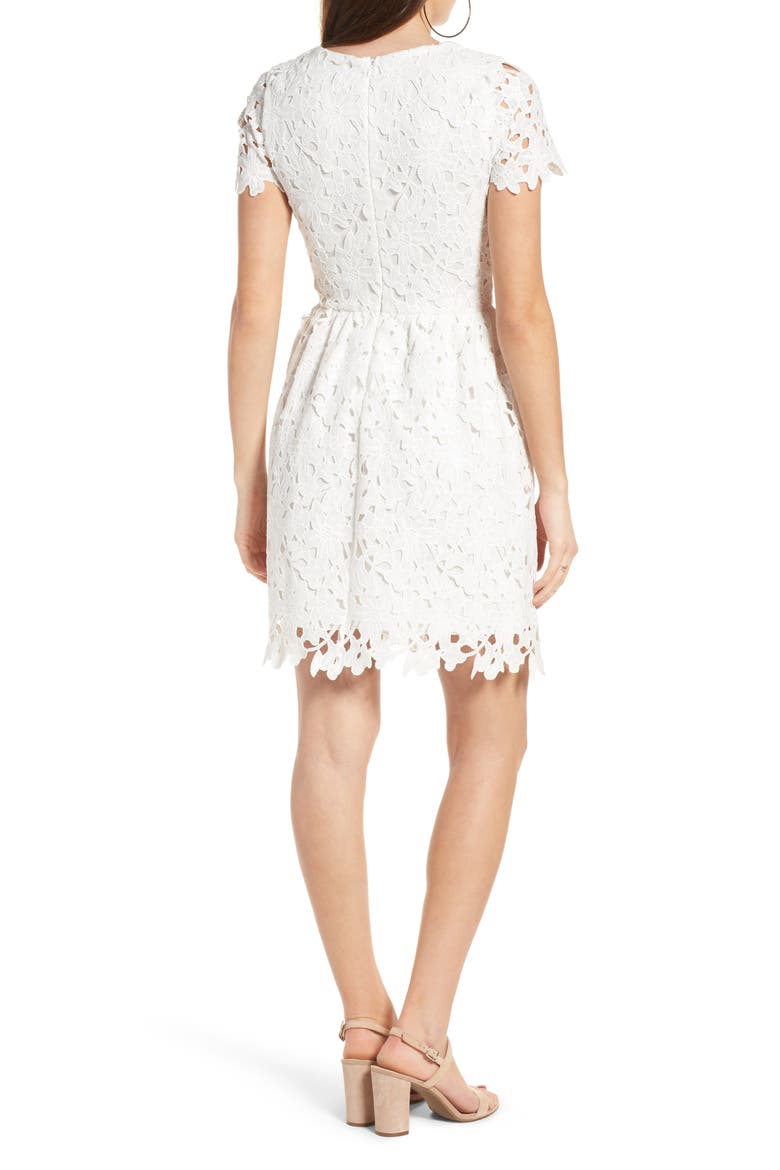 Lace Skater Dress, Alternate, color, WHITE