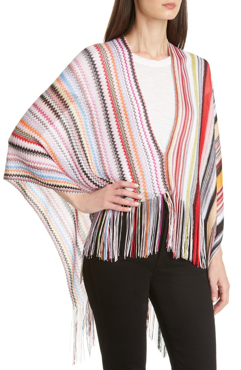 Missoni Zigzag Fringe Poncho, Alternate, color, 
