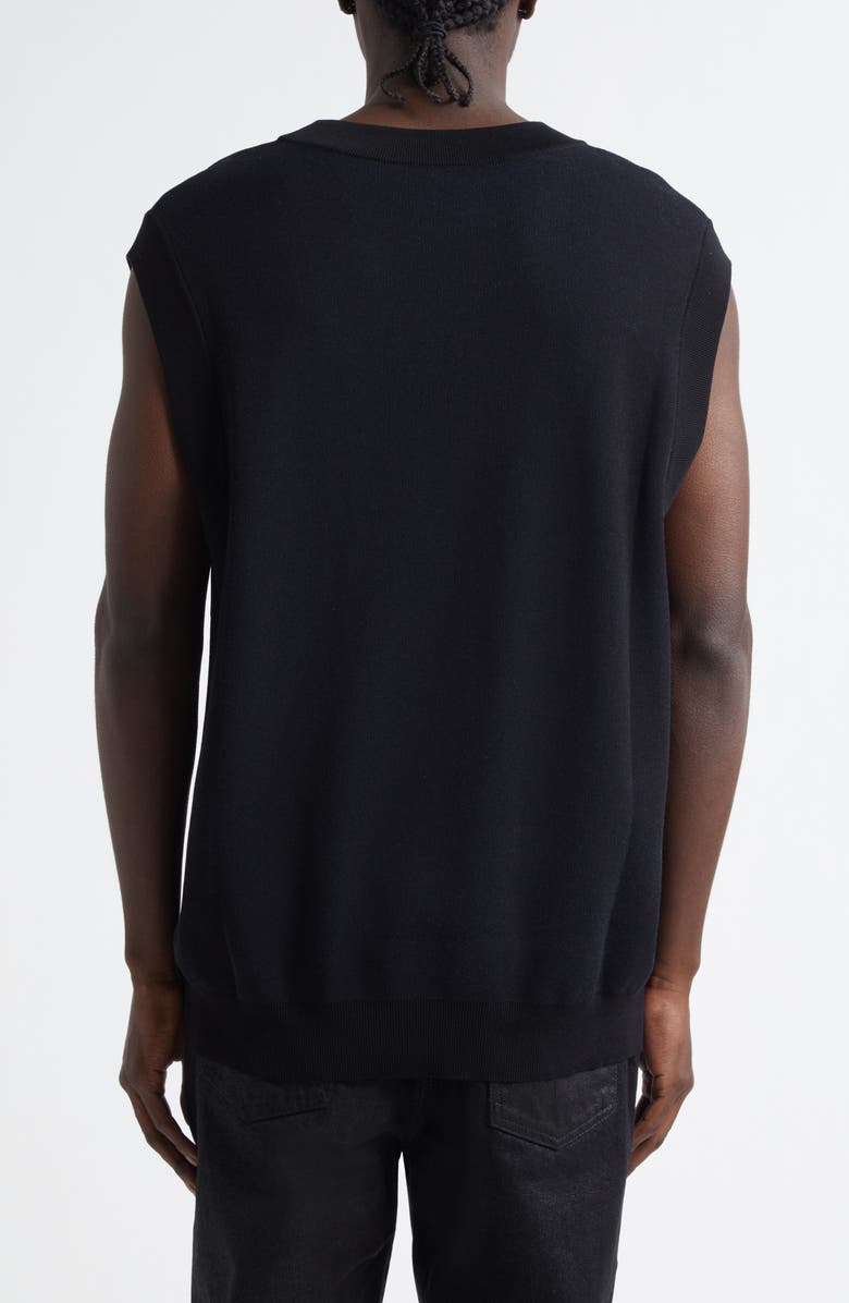 Balmain Universe Jacquard Sweater Vest, Alternate, color, Black/ Hologram Blue