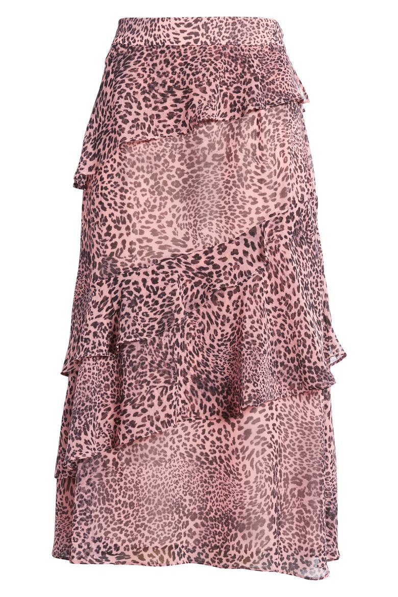 Wild Cat Print Tiered Ruffle Skirt, Alternate, color, PINK/MULTI