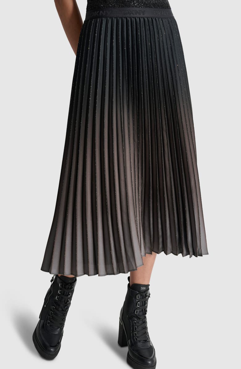 DKNY Ombré Pleated Foiled Skirt, Alternate, color,