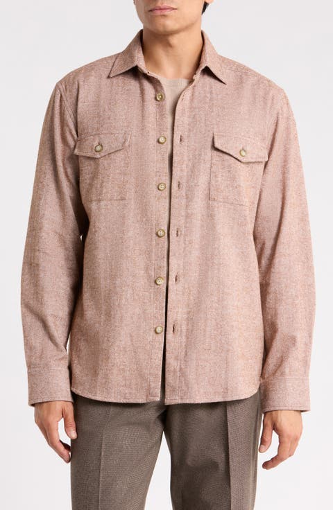 Herringbone Button-Up Shirt
