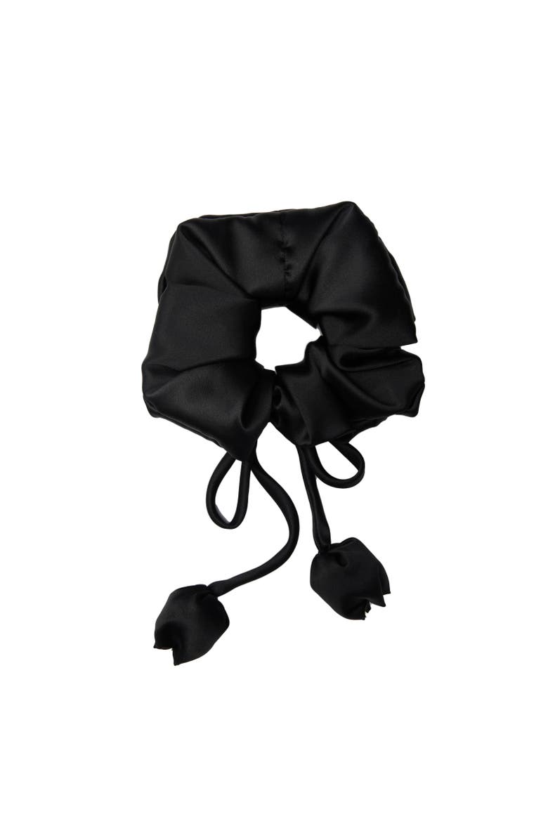 OLAH Tulip Silk Hair Tie Scrunchie, Main, color, Black