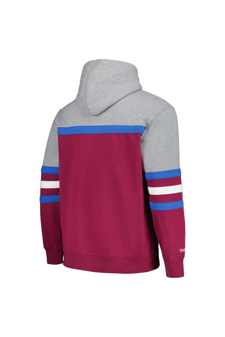 Men's Mitchell & Ness Burgundy/Gray Colorado Avalanche Head Coach Pullover Hoodie, Alternate, color, Burgundy