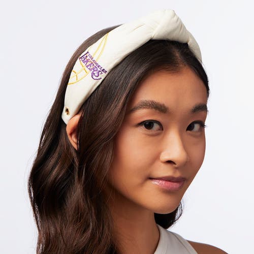 Lele Sadoughi Nba La Lakers Embroidered Headband In Nude