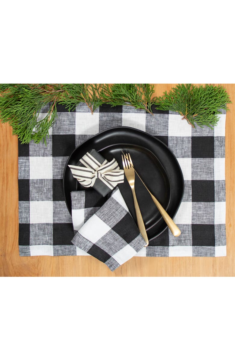Solino Home Linen Dinner Napkins - Buffalo Check, 20" x 20", Alternate, color, Black And White