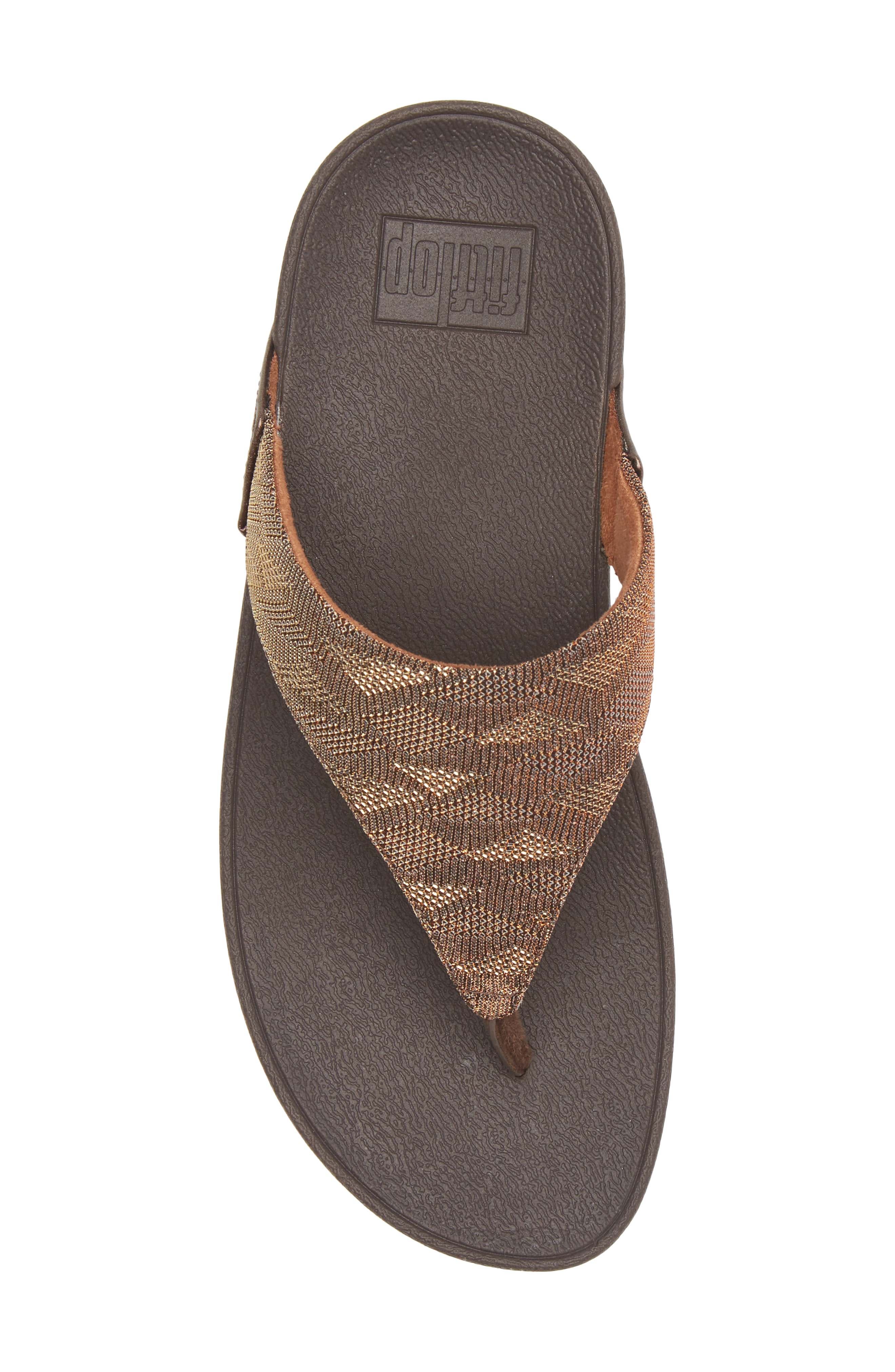 Lulu Glitz Toe Post Sandal, Alternate, color, CHOCOLATE METALLIC