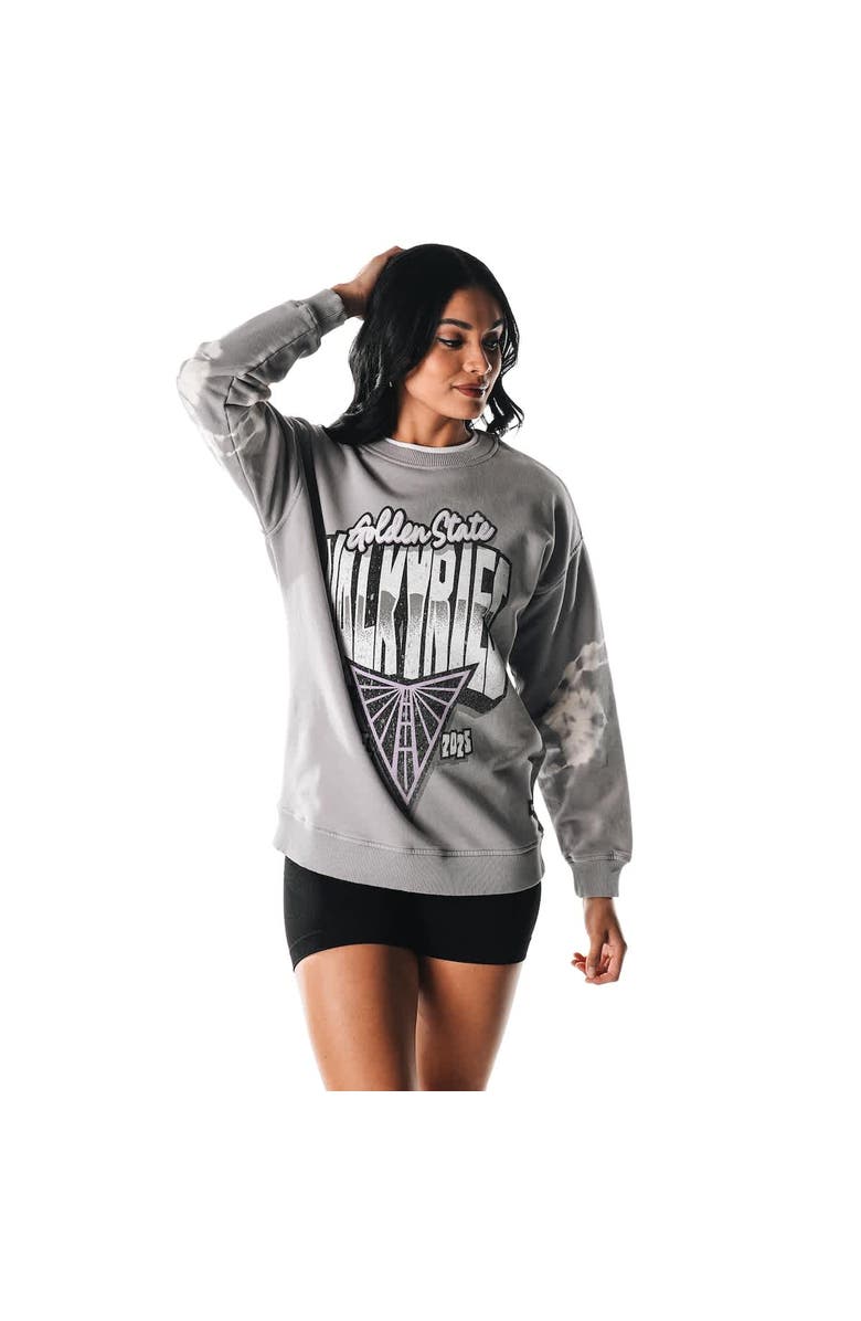 THE WILD COLLECTIVE Women's The Wild Collective  Gray Golden State Valkyries Double Collar Fleece Pullover Sweatshirt, Alternate, color, 